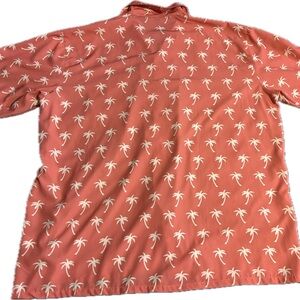 Casual Pink and White Button Down Shirt with Tropical Print